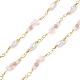 Chaînes à maillons en perles de verre en laiton avec perles d'imitation ABS CHS-P016-39G-08-1