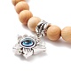 Bracelet extensible rond en perles de bois naturel BJEW-JB08259-4