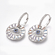Brass Micro Pave Cubic Zirconia(Random Mixed Color) Dangle Hoop Earrings EJEW-S201-63P-1