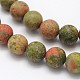 Frosted Round Natural Unakite Beads Strands G-N0166-73-14mm-2