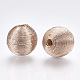 Wood Beads Covered with Polyester Cord Wire WOVE-S117-14mm-05-1