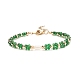 Glass Seed & Imitation Pearl Braided Flower Beaded Bracelet for Women BJEW-JB08559-3
