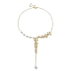 Brass Flower Lariat Necklace NJEW-JN04621-5