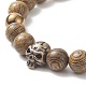 4 Stück 4-farbiges Armband-Set mit geflochtenen Perlen aus Naturholz und Legierung mit Totenkopf und synthetischem Hämatit BJEW-JB09214-5