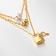 304 Stainless Steel Crystal Rhinestone Ball Ear Studs and 3-Layer Lock Pendant Necklaces Jewelry Sets SJEW-L386-01-2
