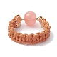 Glass Round Ball Braided Bead Style Finger Ring RJEW-JR00600-05-4