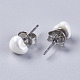 Electroplate Shell Pearl Stud Earrings EJEW-I209-06-6mm-2