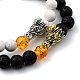 Ensembles de bracelets en perles extensibles en howlite naturelle et pierre de lave pour hommes BJEW-JB05429-2