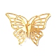 アイアン製フィリグリー透かしコネクター  エッチングされた金属装飾  蝶  ゴールドカラー  34x45.5x1.5mm FIND-B020-11G-2