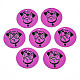 スプレープリントアイアン製ペンダント  ラバー加工スタイル  3dプリント  パグ犬のプリント模様  フラットラウンド  暗紫色  25.5x0.8mm  穴：1.2mm IFIN-T016-44-1