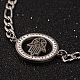 Ring with Hamsa Hand/Hand of Fatima/Hand of Miriam 304 Stainless Steel Rhinestone Link Bracelets BJEW-L576-23P-2