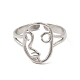304 anello per polsino aperto da donna con faccia astratta in acciaio inossidabile RJEW-E066-06P-2
