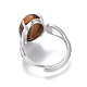 調整可能な天然混合石の指輪  真鍮パーツ  オーバル  サイズ7  17mm RJEW-F094-09-4
