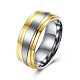メンズチタンスチールフィンガー指輪  ワイドバンドリング  サイズ10  ゴールドカラー  19.8mm RJEW-BB27605-A-10-1