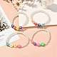 Bracciale elasticizzato con perle di vetro rotonde per ragazze adolescenti BJEW-JB07075-6