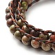 Natural Rainforest Agate Round Beads 2 Raw Wrap Bracelet BJEW-JB07169-05-5