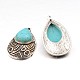 Synthetic Turquoise Pendants PALLOY-K215-08A-AS-1