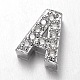 Platinum Plated Brass Micro Pave Cubic Zirconia Letter Slide Charms ZIRC-E015-04-2
