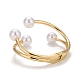 Alloy Wire Wrap with Plastic Pearl Cuff Bangle BJEW-K223-08KCG-4