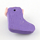 手作り樹脂粘土ペンダント  クリスマスの靴  パープル  長さ21mm  20 mm幅  厚さ9mm  穴：1.5mm X-FM165Y-2-2