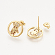 Ciondoli in ottone con zirconi cubici e orecchini a bottone e anelli regolabili set di gioielli SJEW-S043-06-5