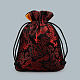 中国風のシルク巾着ジュエリーギフトバッグ  ジュエリー収納ポーチ  裏地ランダムカラー  ドラゴン模様の長方形  暗赤色  15x11.5cm PAAG-PW0005-05D-1