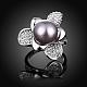 Alliage d'étain anneaux strass tchèque fleur de doigts pour les femmes RJEW-BB10598-8-2