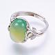 Adjustable Oval Natural Agate Finger Rings RJEW-P059-E01-1