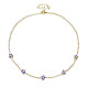 Cubic Zirconia Classic Tennis Necklace with Flower Links NJEW-N048-01D-1