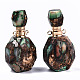 Colgantes de botellas de perfume que se pueden abrir de bronzita sintética y jaspe imperial ensamblados G-S366-060C-4