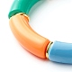Chunky Curved Tube Acrylic Beads Stretch Bracelet for Girl Women BJEW-JB06684-01-5