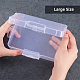 BENECREAT 4 Pack 16x9x4cm Large Clear Plastic Box Container Clear Storage Organizer with Hinged Lid for Small Craft Accessories Office Supplies Clips CON-BC0005-34-2