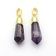 Gemstone Point Pendants with Golden Plated Brass Findings G-P053-11D-1