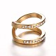 Personalized Lady's Golden Tone 316 Stainless Steel Rhinestone Finger Rings RJEW-J066-79-17mm-2