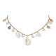 Collar babero con dijes de perlas de vidrio y concha en espiral natural NJEW-JN04591-1