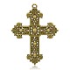 Antique Bronze Plated Cross Alloy Acrylic Pearl Big Pendants PALLOY-J526-01AB-NF-2