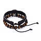 Bracelets à breloques extensibles et ensembles de bracelets en cuir de vachette BJEW-JB05287-2
