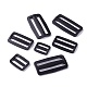 Chgcraft 100pcs 5 cierres de hebilla de plástico de estilo, para las correas, bolsas de flejes, Accesorios de la ropa, Rectángulo, negro, 23~32.5x27.5~59x4~5.5mm, agujero: 4~5x21~50 mm, 20 piezas / style