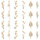 Superfindings 24 pz 6 stili cubic zirconia collegamenti connettori 13-23x5-10mm ramo e foglia braccialetto collana connettore pendente luce foglie d'oro collegamenti delicati per gioielli semifiniti KK-FH0004-47-1