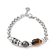 Bracelet à maillons perlés de pierres précieuses naturelles et synthétiques BJEW-M295-02P-2
