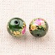 Flower Picture Printed Glass Round Beads GLAA-J087-10mm-B04-2