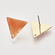 鉄のエナメルスタッドのイヤリングのパーツ  生の（メッキされていない）ピンとループ付き  三角形  ライトゴールド  ダークオレンジ  17x19x2.5mm  穴：1~1.2mm  ピン：1mm IFIN-N003-13B-2