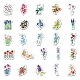 50 Uds pegatinas de plástico de pvc impermeables con patrón de flores de estilos mixtos X-STIC-PW0001-367-3