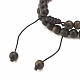 2pcs 2 bracelets de perles tressées en obsidienne naturelle et hématite synthétique serties de léopard en zircone cubique BJEW-JB08119-03-6