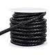 OLYCRAFT 5.5 Yards 5mm Round Braided Genuine Leather String Black Round Folded Braided Round Braided Cord with Spool for DIY Handmade Necklace Bracelet Jewelry Making Crafts Findings Christmas Wrapper WL-OC0001-02-1