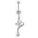 Piercing Jewelry Platinum Plated Brass Rhinestone Butterfly Navel Ring Belly Rings AJEW-EE0001-92A-1