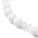 3 pièces 3 couleurs pierre de lave naturelle et zircone cubique bracelets extensibles perlés sertis avec et breloque gland BJEW-JB07599-6