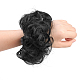 人工毛髪の延長  女性のお団子のためのヘアピース  ヘアドーナツアップポニーテール  耐熱高温繊維  ブラック  15cm OHAR-G006-A01-2