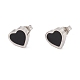 Boucles d'oreilles clous coeur en acrylique noir EJEW-G291-03M-5