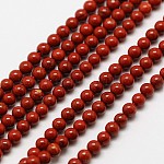 Natürliche rote Jaspis runde Perle Stränge, 2 mm, Bohrung: 0.8 mm, ca. 184 Stk. / Strang, 16 Zoll